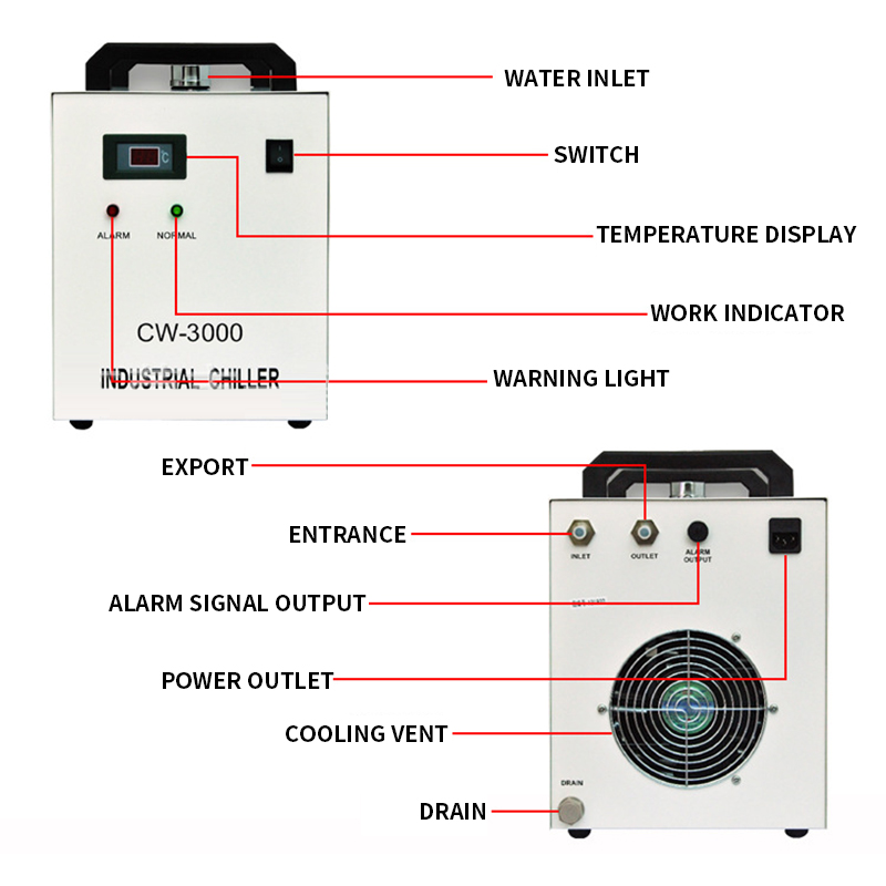 Laser Chiller Water Cooler - CW-3000AG 9L Laser Engraving Machine Chiller