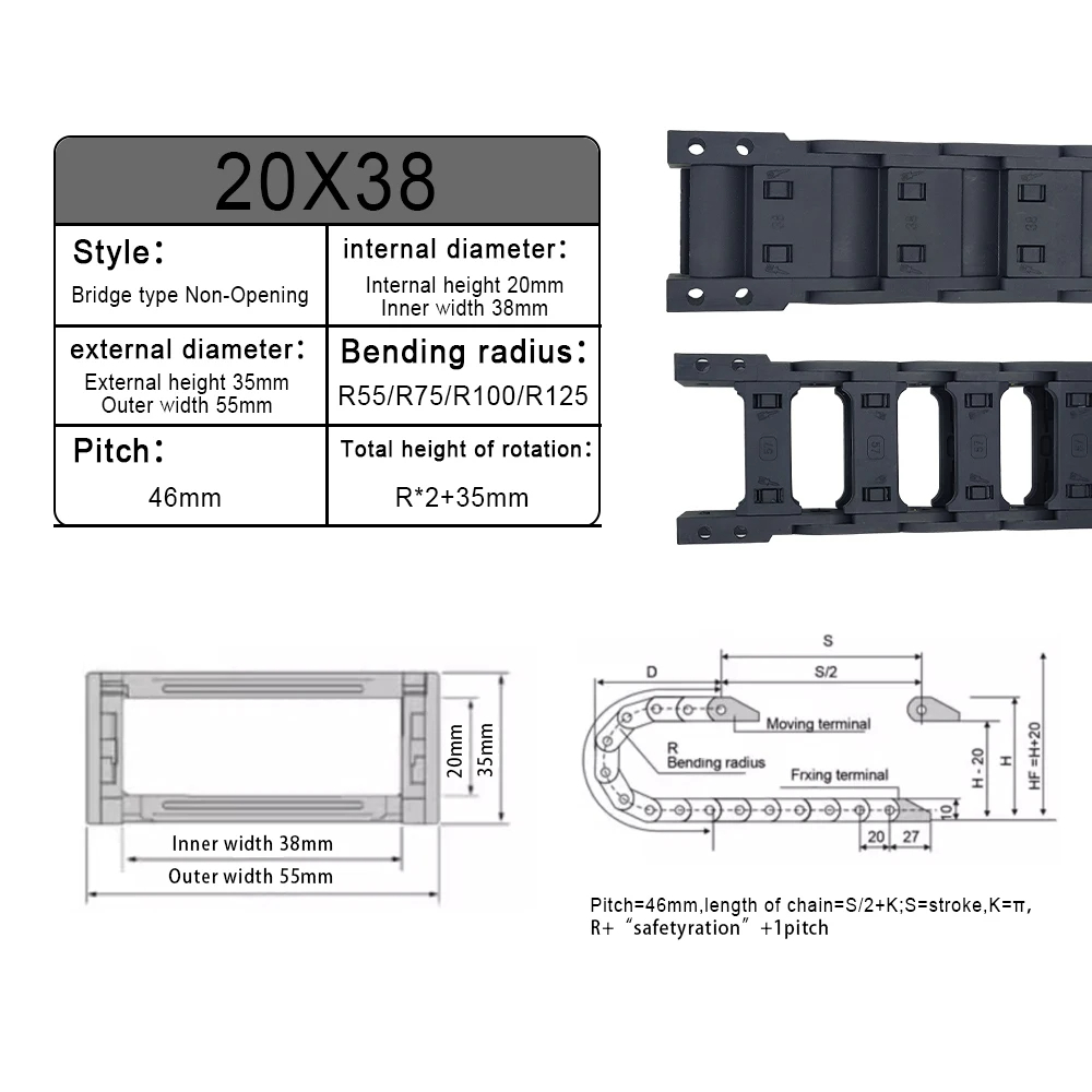 MHCNC R55-R125 Enclosed Cable  - đánh giá và giá Drag Chain Cnc